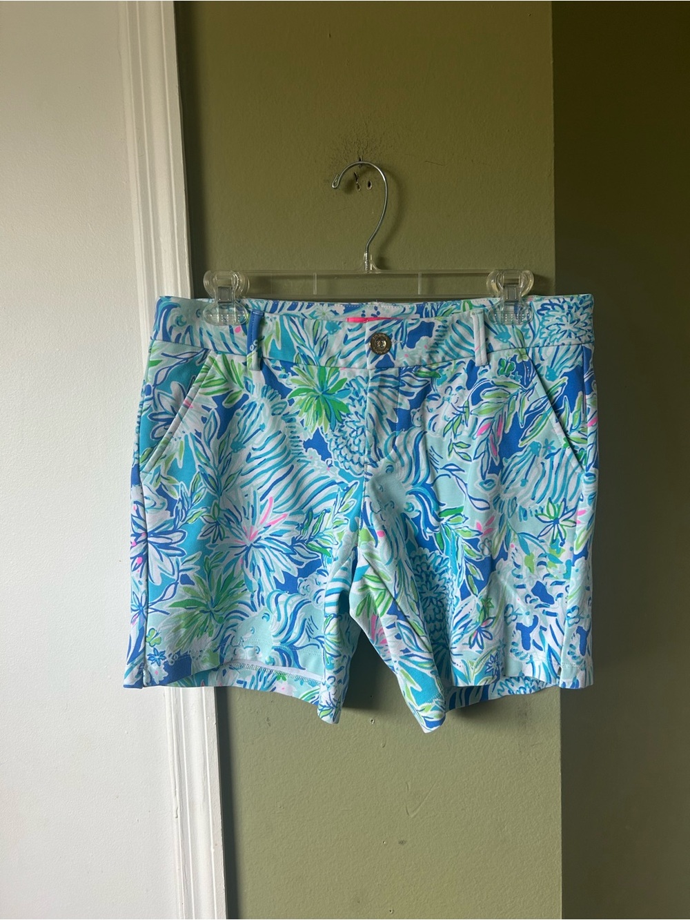 Lilly Pulitzer Blue Green Floral Print Shorts
